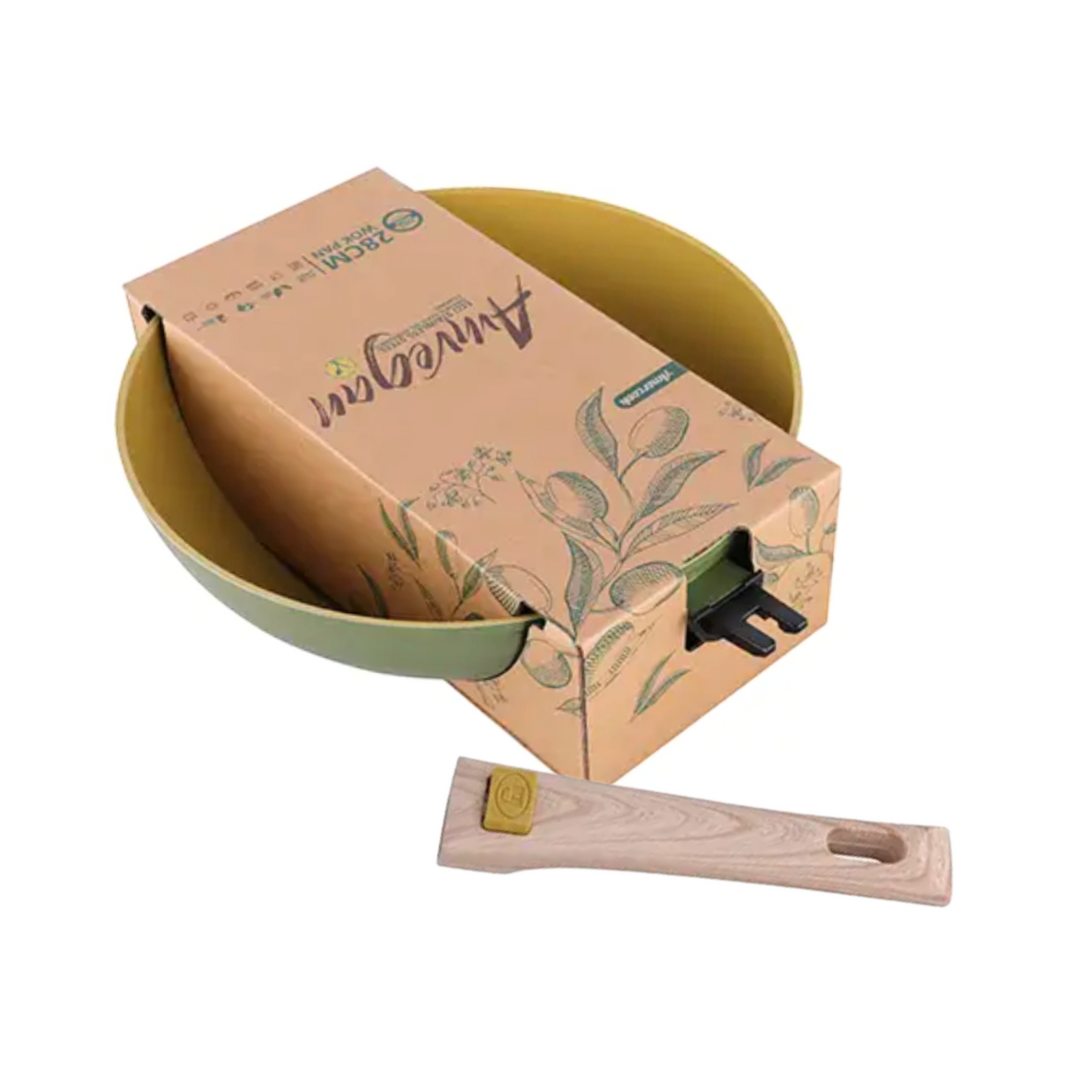 AmVegan wok with removable handle, suitable for oven and all types of cookers, including induction