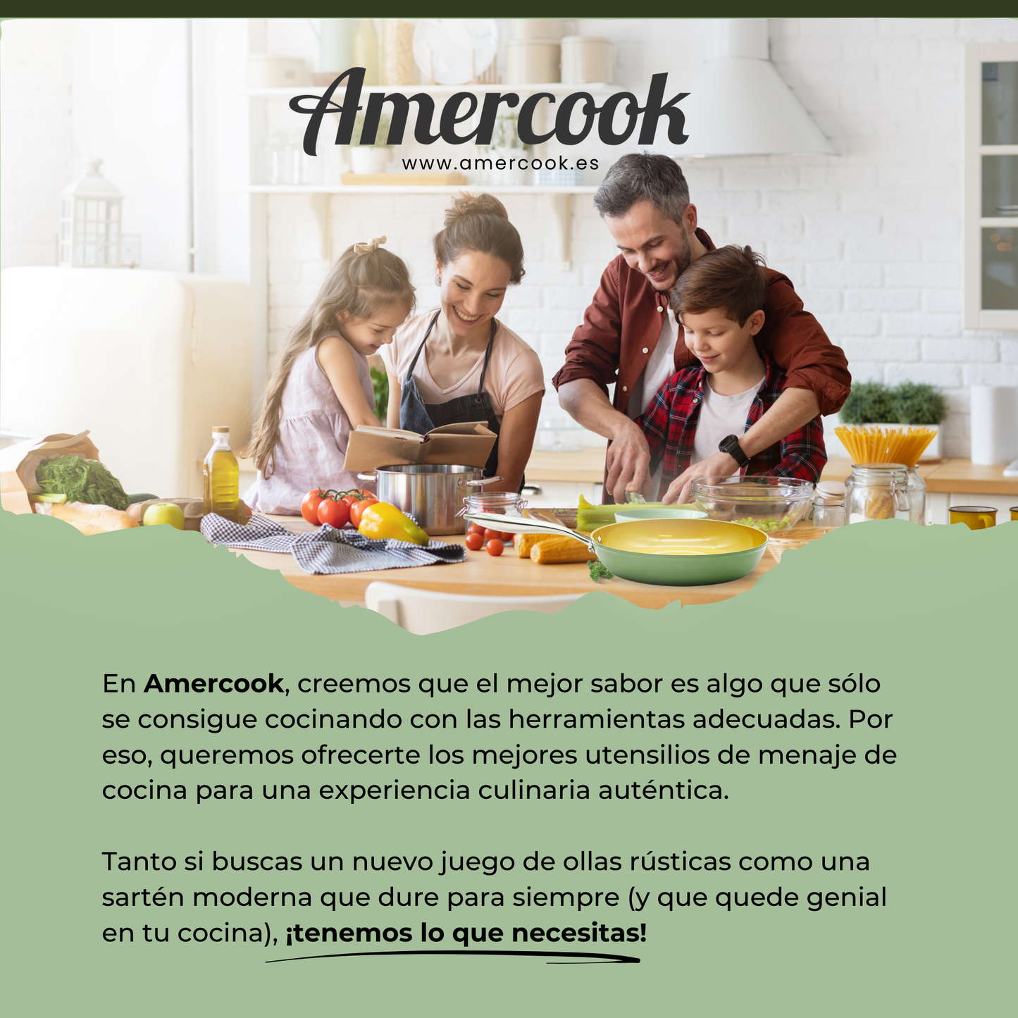 Cacerola alta profesional AmVegan Chef by Fran López con mango remachado, apta para todo tipo de cocinas incluso inducción