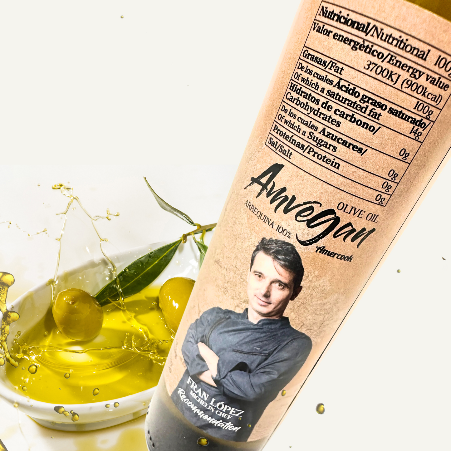 Premium extra virgin arbequina olive oil 100% AmVegan Oil 250 ml