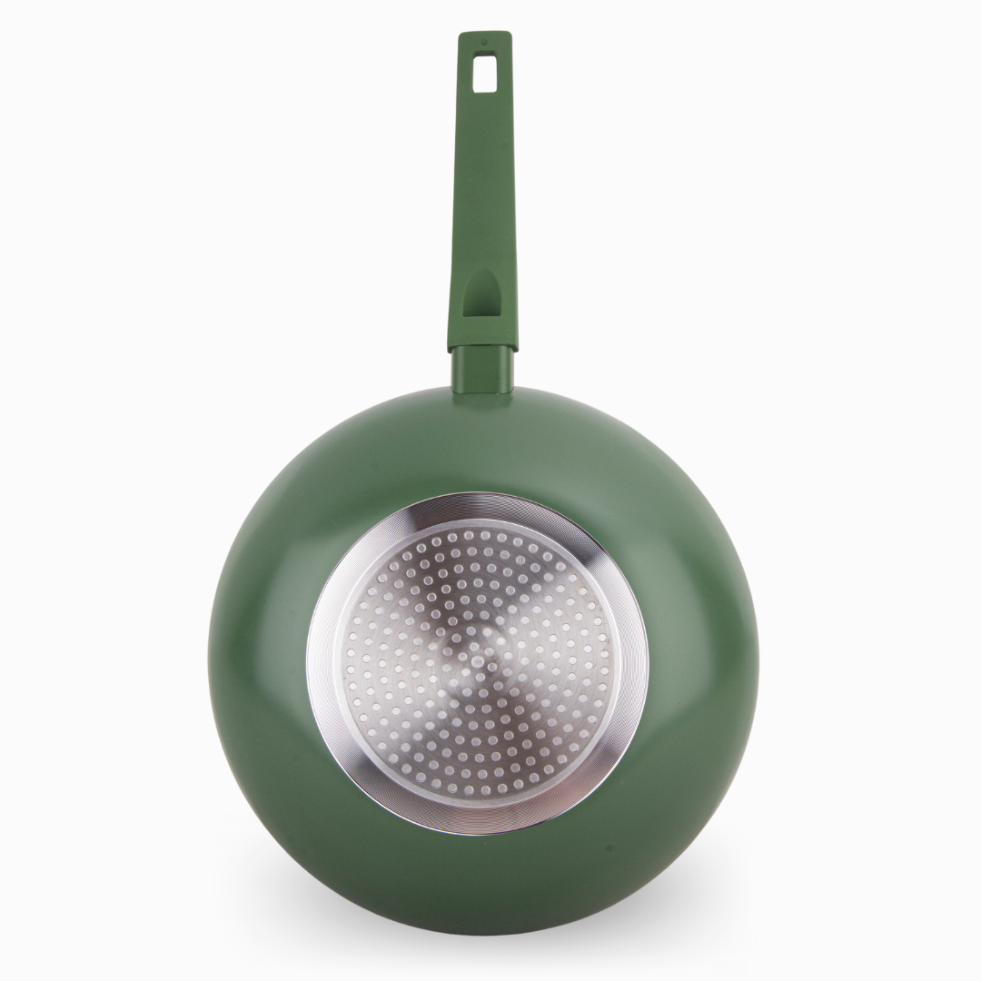 Wok COLORS verde jungla, apto para todo tipo de cocina incluso inducción