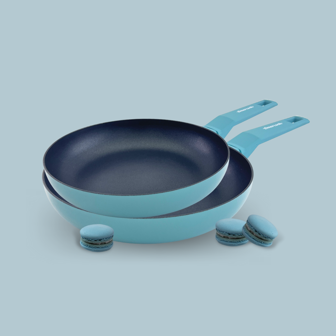Juego de 2 sartenes COLORS azul cielo, aptas para todo tipo de cocina incluso inducción