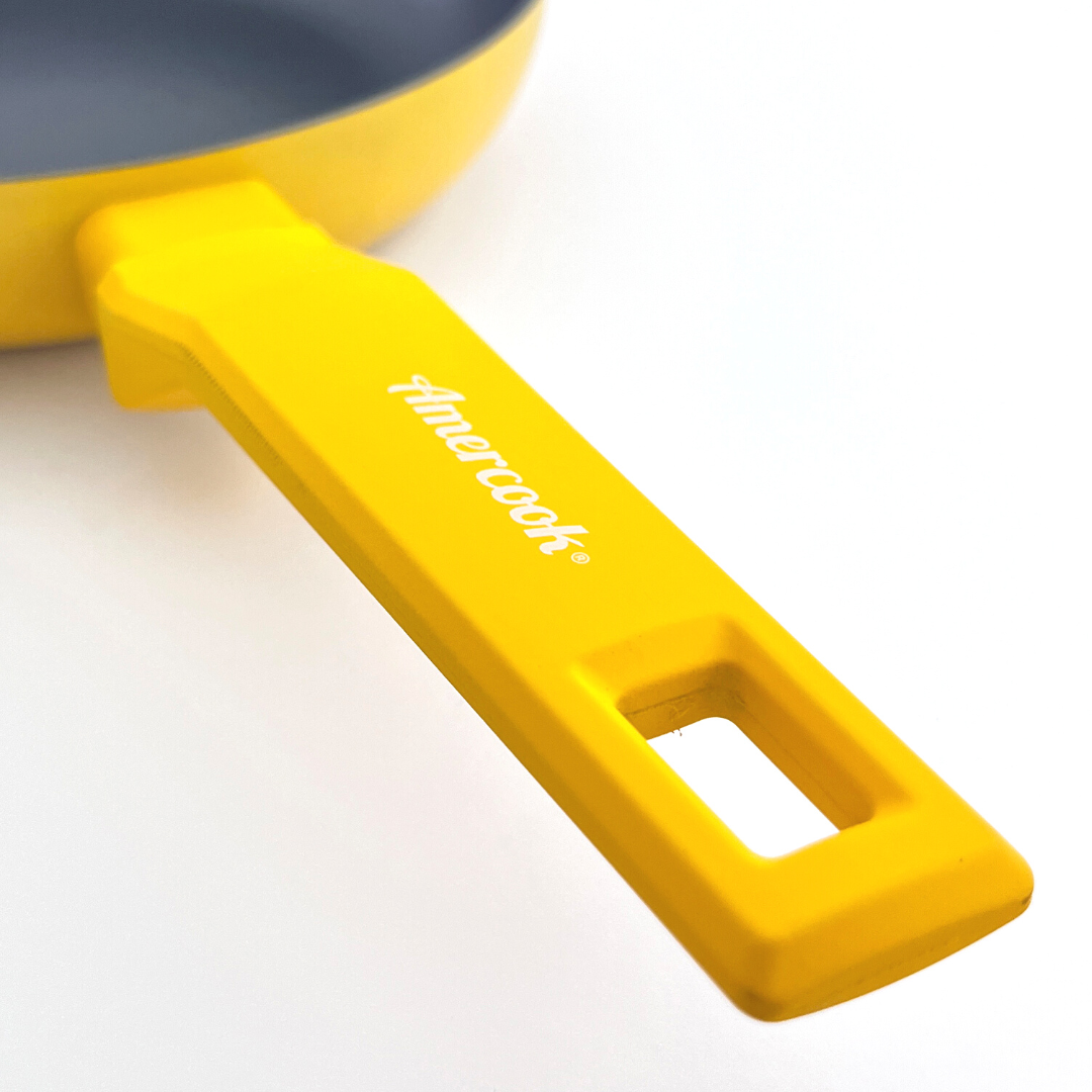 Juego de 3 sartenes COLORS amarillo limón, aptas para todo tipo de cocina incluso inducción