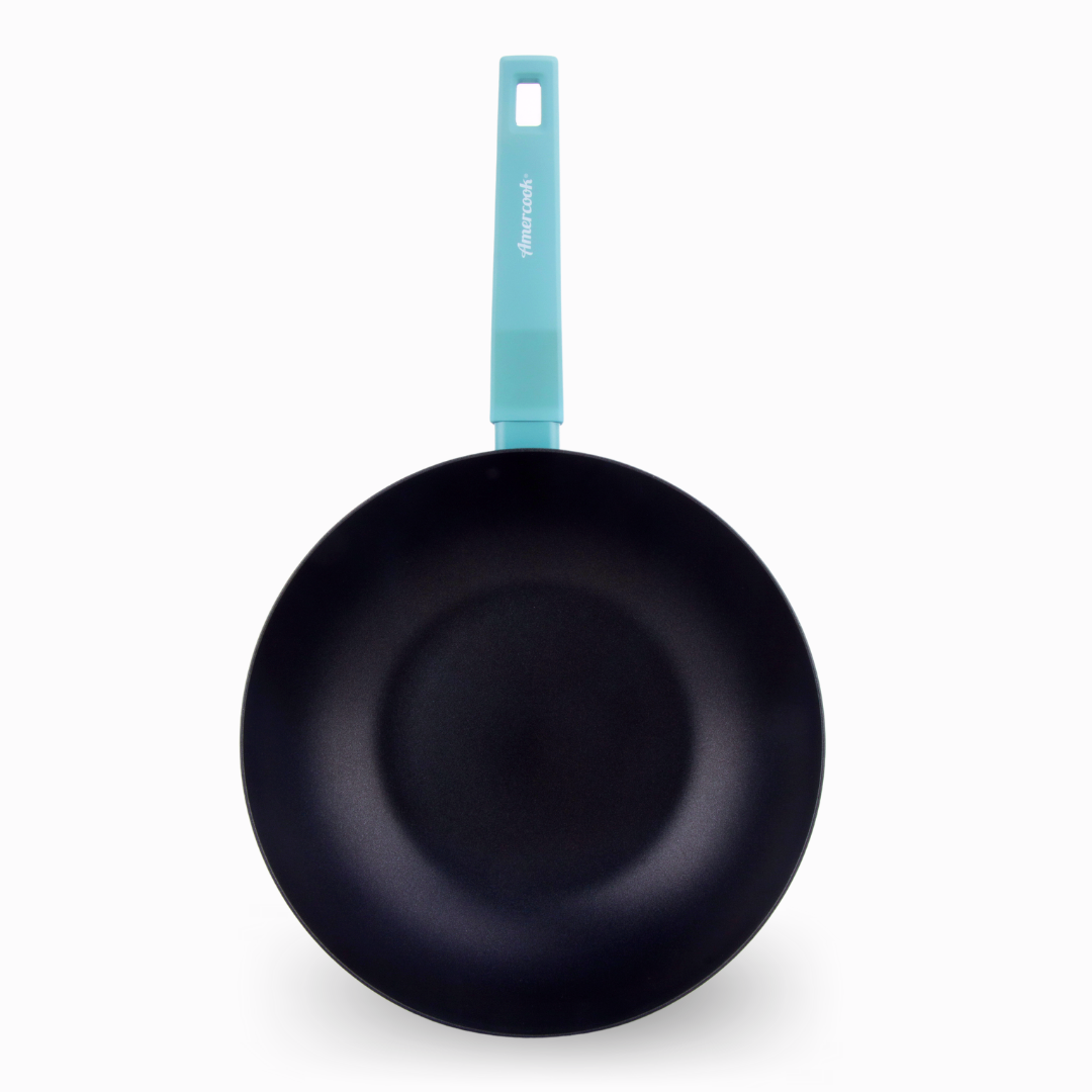 Sky blue COLORS wok, suitable for all types of cookers including induction