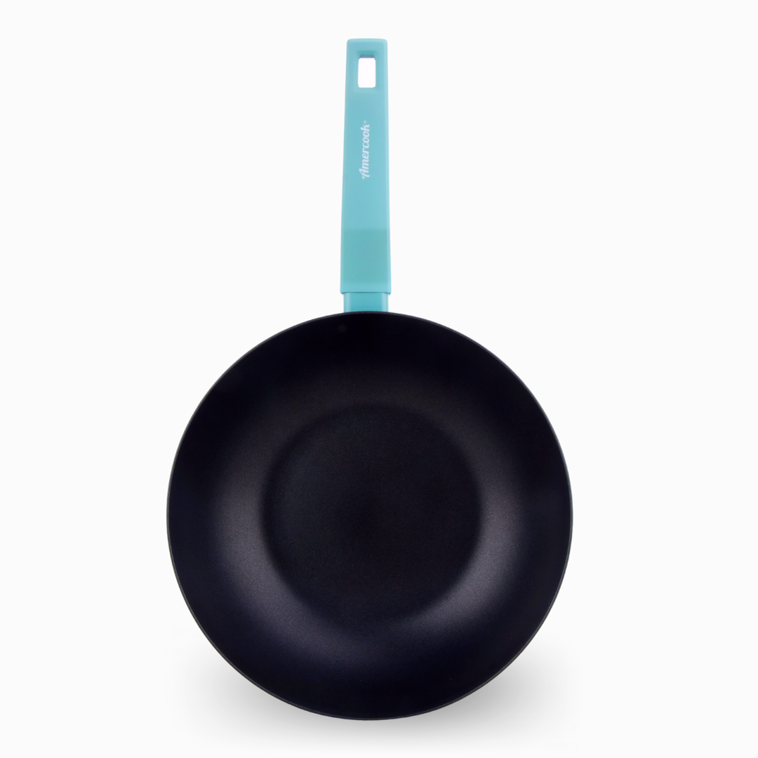 Wok COLORS azul cielo, apto para todo tipo de cocina incluso inducción