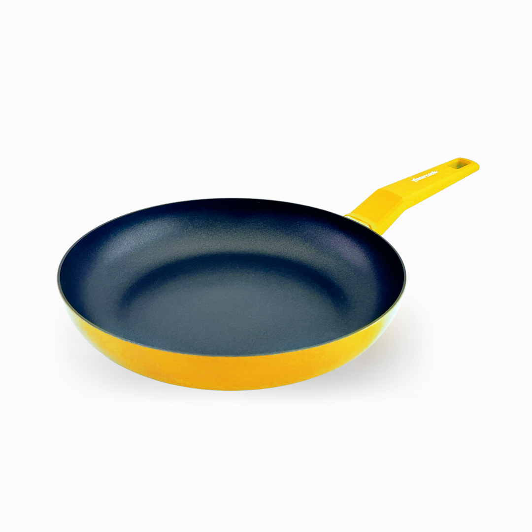 Juego de 3 sartenes COLORS amarillo limón, aptas para todo tipo de cocina incluso inducción