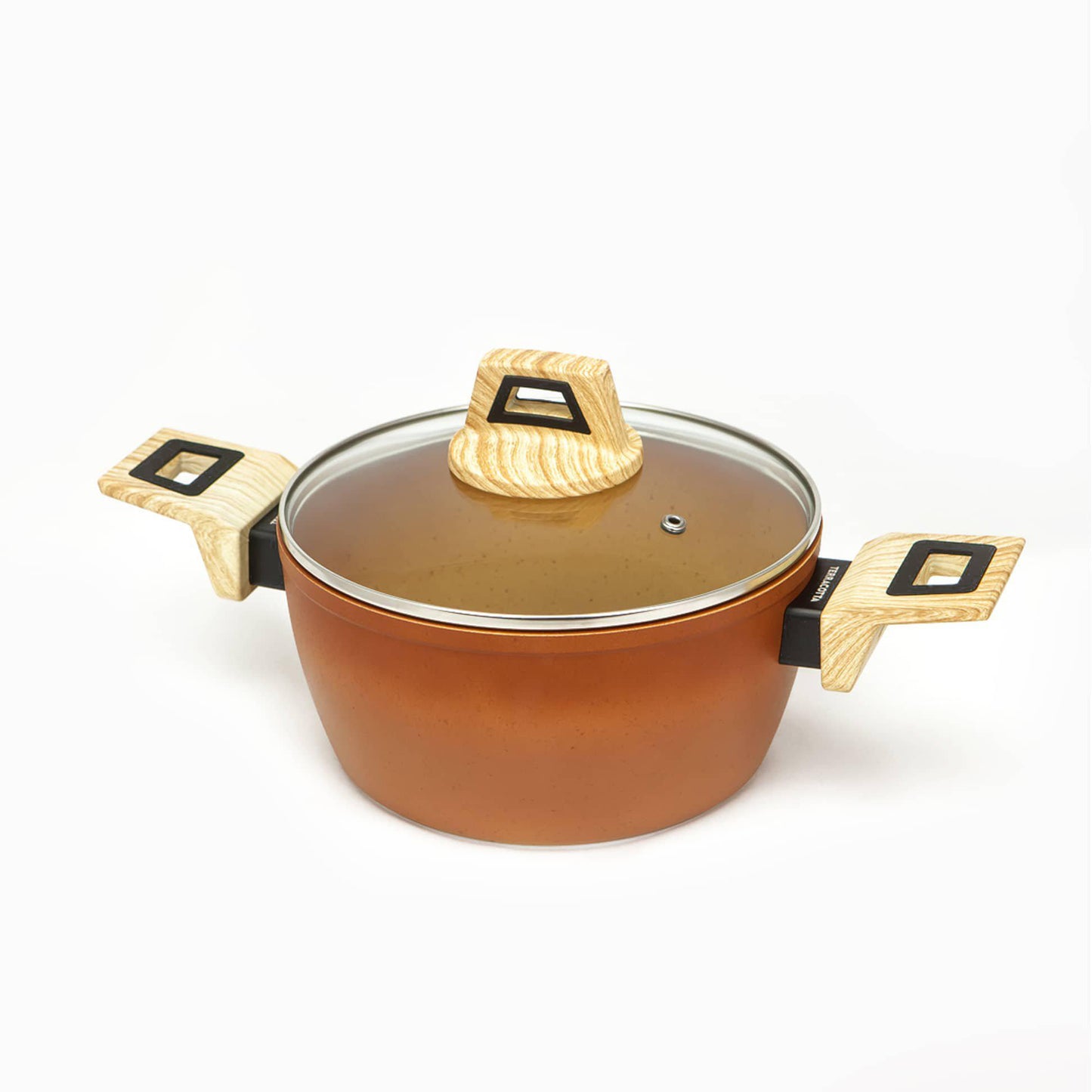 Terracotta saucepan with lid