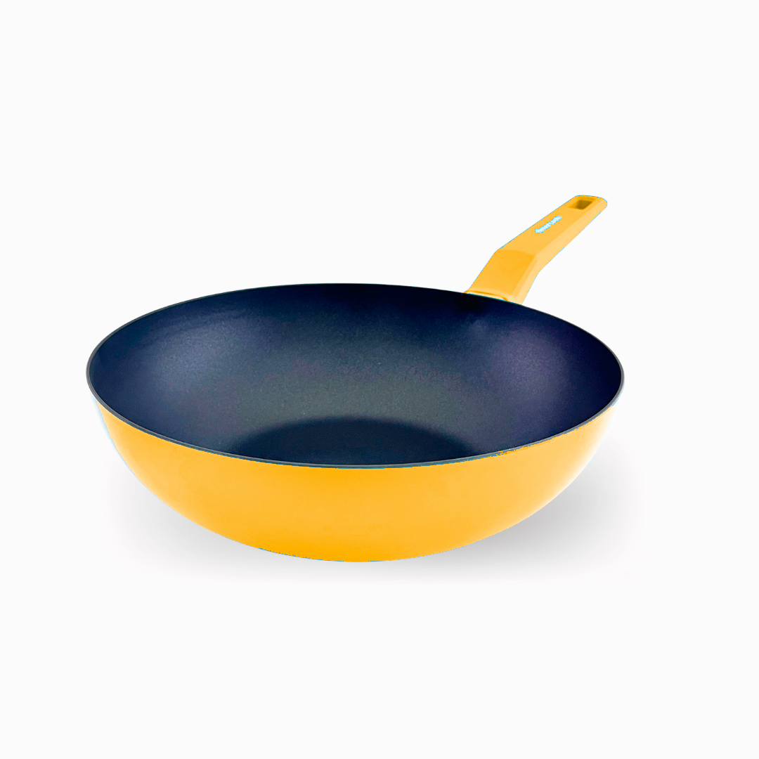 Wok COLORS amarillo limón, apto para todo tipo de cocina incluso inducción