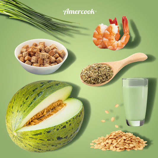 Gazpacho de pipas de melón y langostinos, una receta extraordinaria