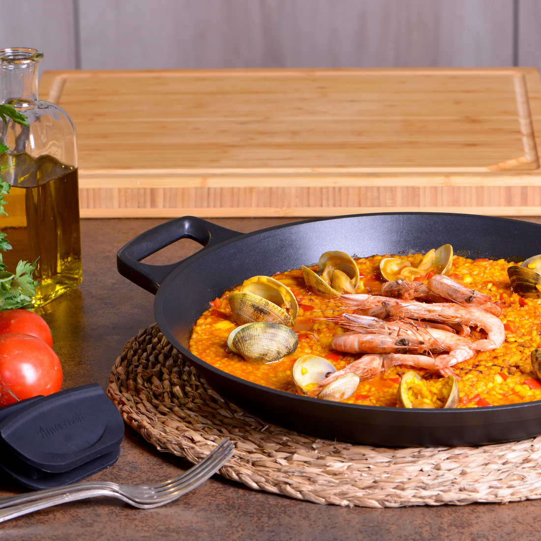 Paella de almejas y gambas