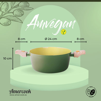 Cacerola AmVegan con asas desmontables, apta para horno y todo tipo de cocinas incluso inducción