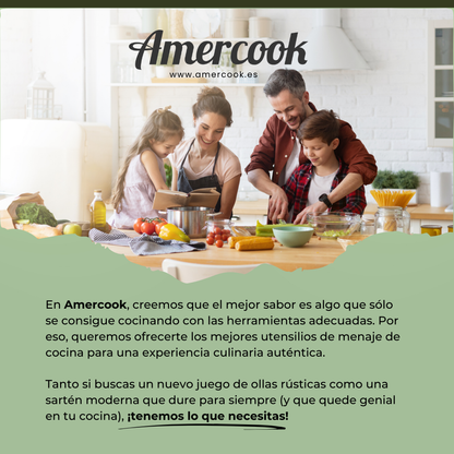 Sartén AmVegan con mango desmontable, apta para horno y todo tipo de cocinas incluso inducción