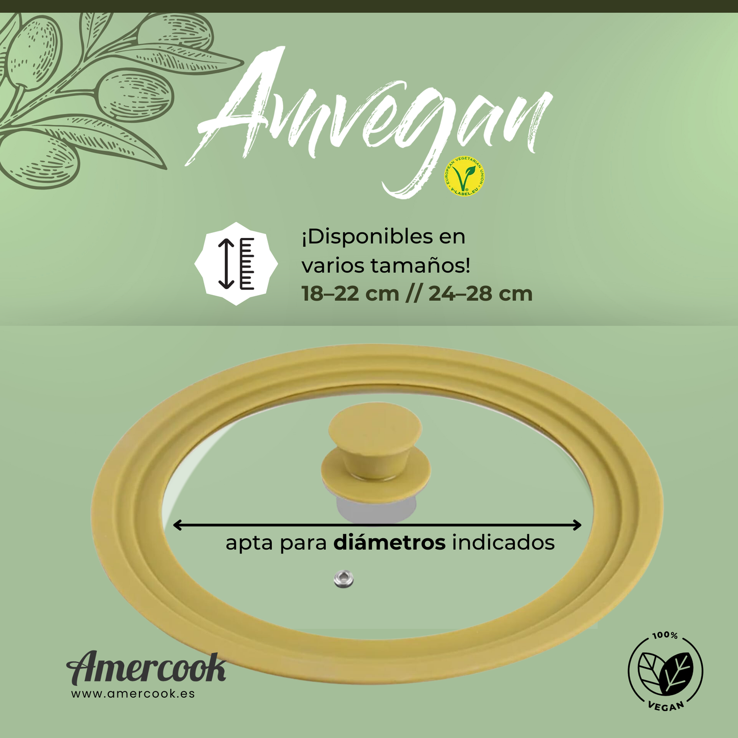 AmVegan silicone lid adaptable to any type of frying pan and saucepan 