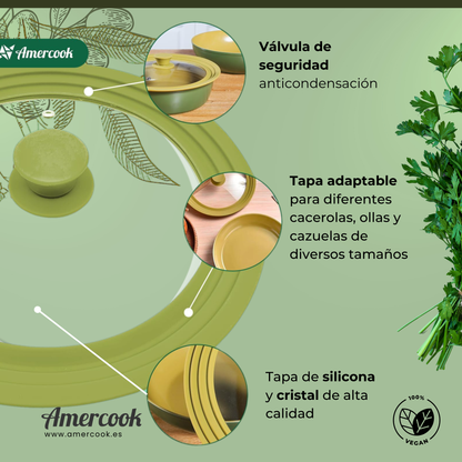 AmVegan silicone lid adaptable to any type of frying pan and saucepan 