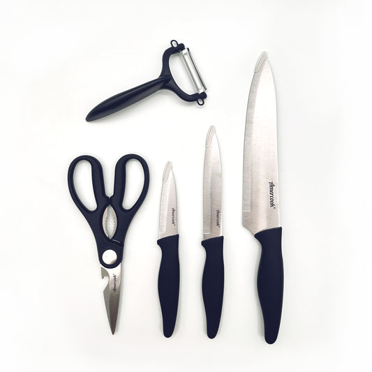 Black Force 3-piece knife set, peeler and scissors