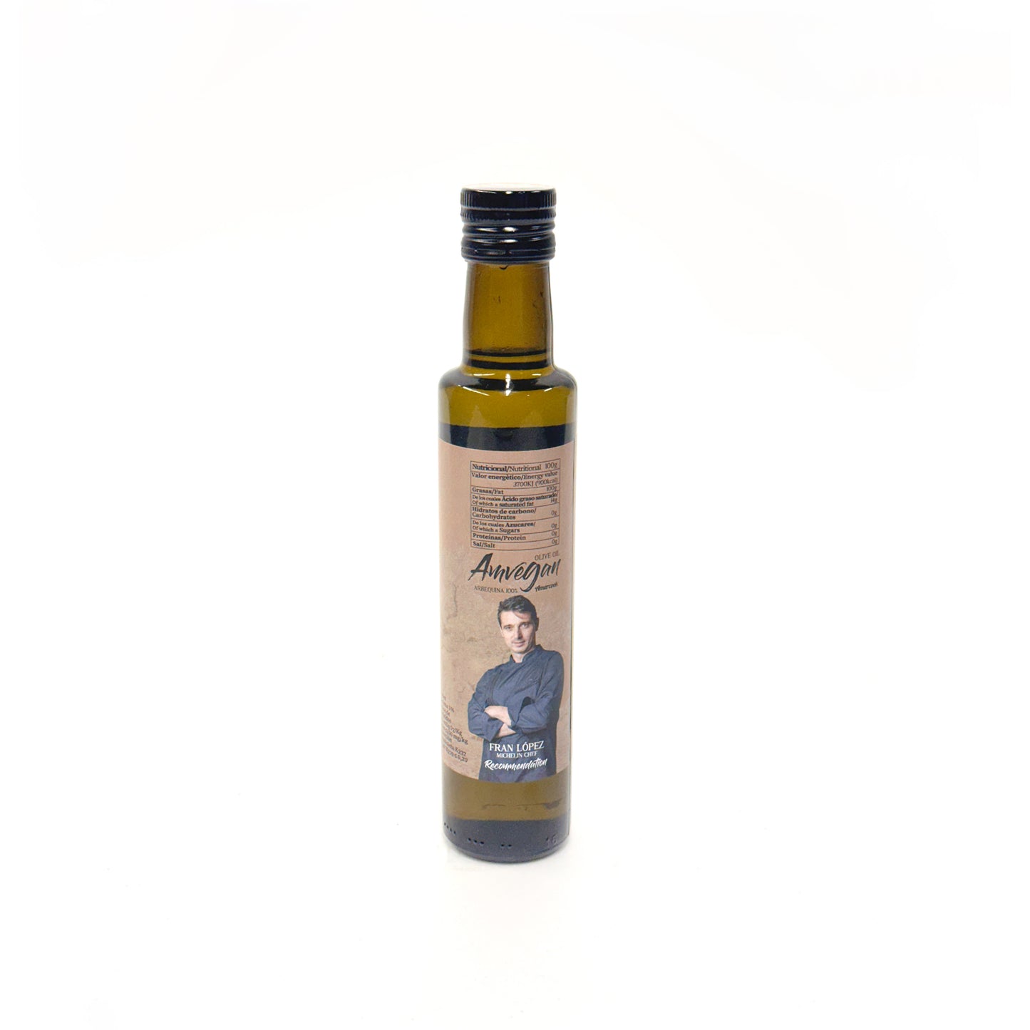 Aceite de oliva virgen extra premium de arbequina 100% AmVegan Oil 250 ml