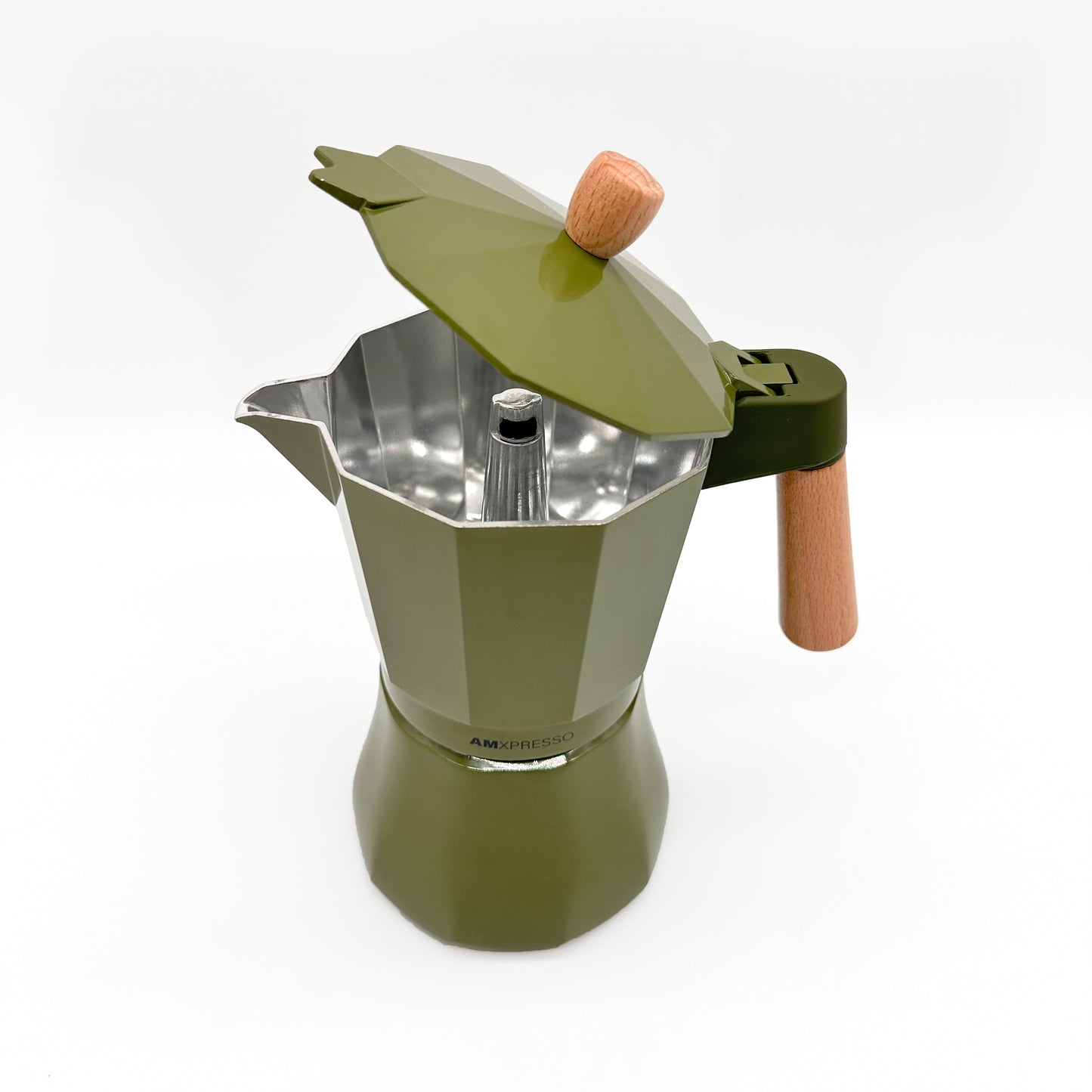 Cafetera italiana full-induction Amxpresso color verde oliva