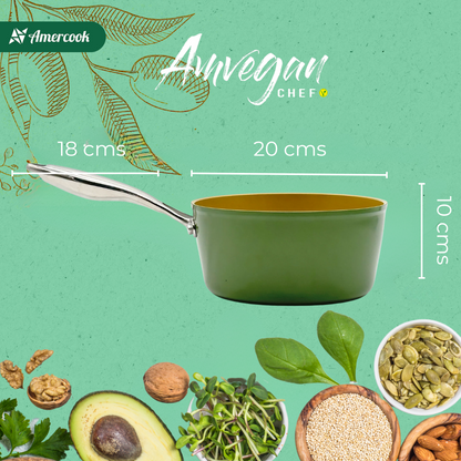 AmVegan Chef professional saucepan by Fran López with riveted handle, suitable for all types of cookers, including induction