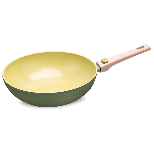 AmVegan wok with removable handle, suitable for oven and all types of cookers, including induction 