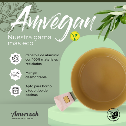 Cacerola AmVegan con asas desmontables, apta para horno y todo tipo de cocinas incluso inducción