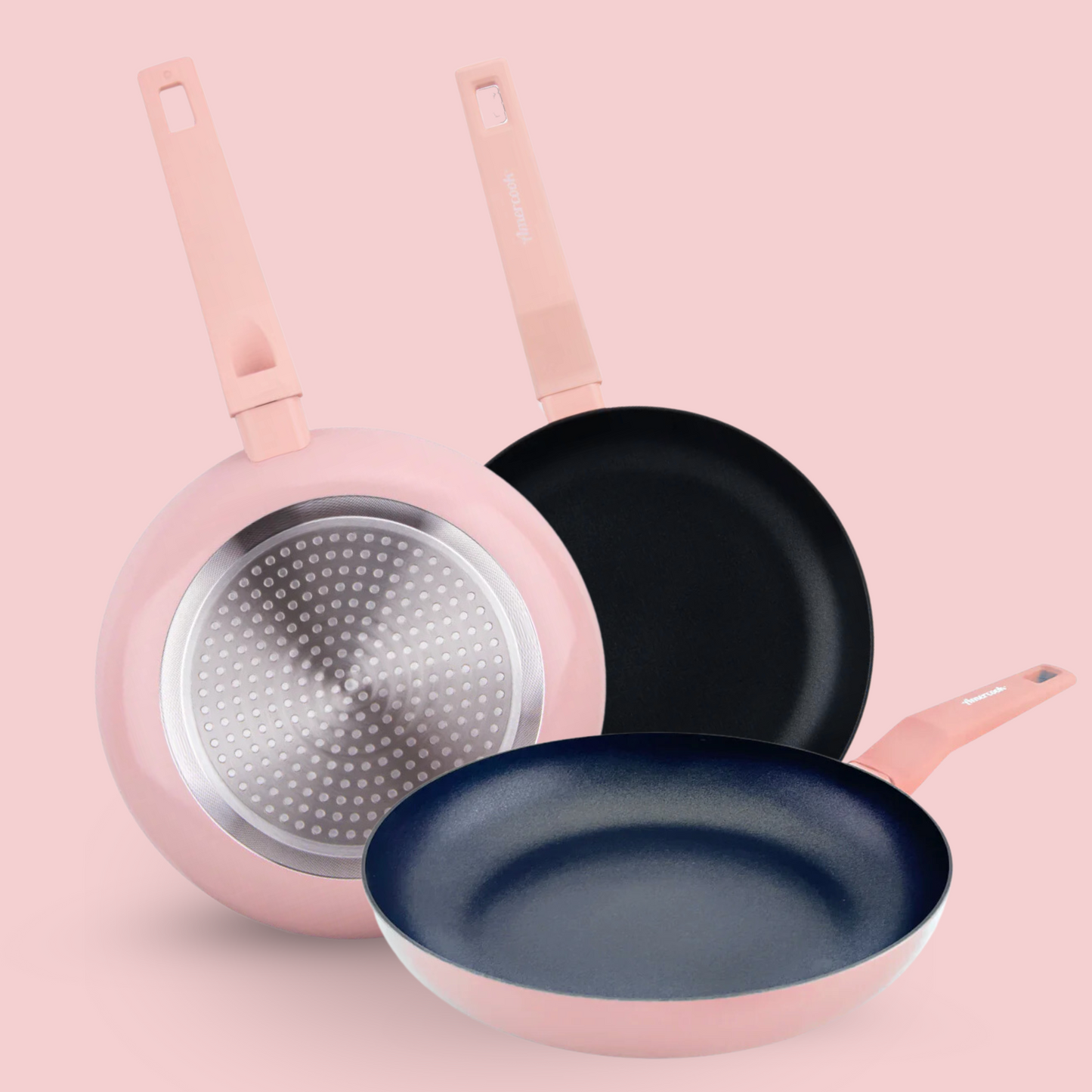 Juego de 3 sartenes COLORS rosa pastel, aptas para todo tipo de cocina –  Amercook Europe