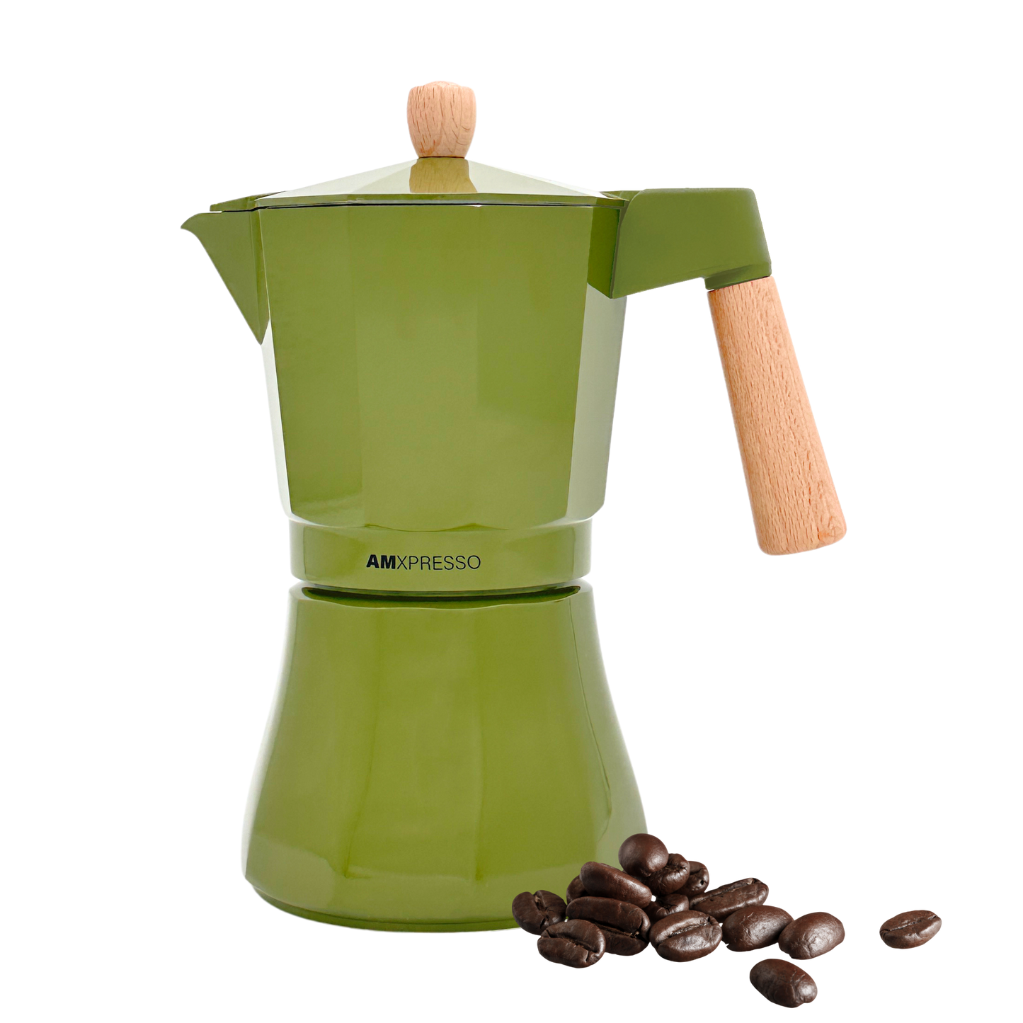Cafetera italiana full-induction Amxpresso color verde oliva