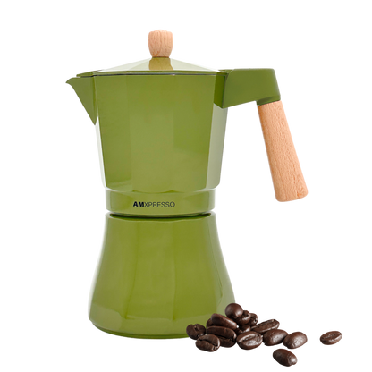 Cafetera italiana full-induction Amxpresso color verde oliva