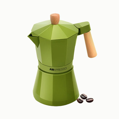 Cafetera italiana full-induction Amxpresso color verde oliva