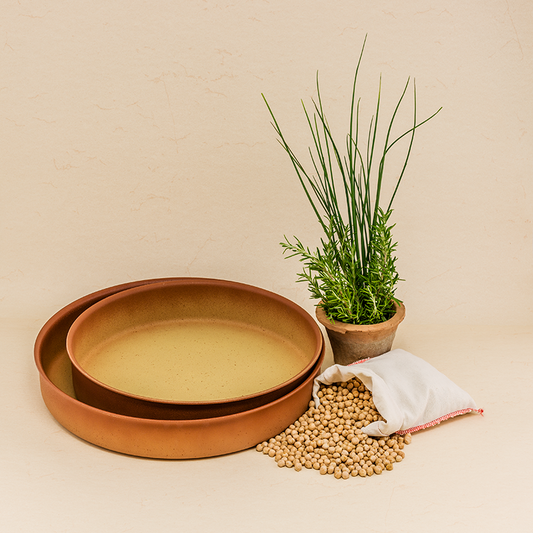 Set of 2 Terracotta casseroles 28 and 32 cm Ø for oven and all types of cookers, including induction