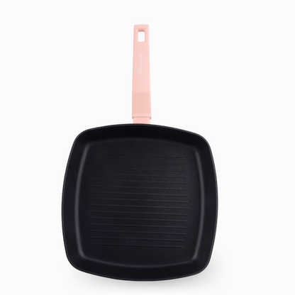 Pastel pink COLORS striped grill, square frying pan suitable for all types of cookers, including induction