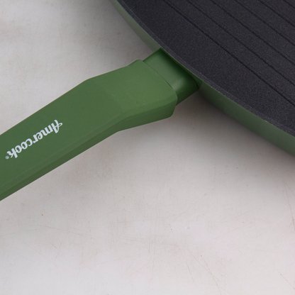 Grill rayado COLORS verde jungla, sartén cuadrada apta para todo tipo de cocina incluso inducción