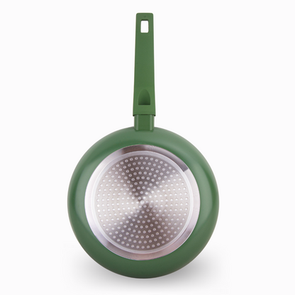 Set of 3 jungle green COLORS frying pans, suitable for all types of cookers, including induction