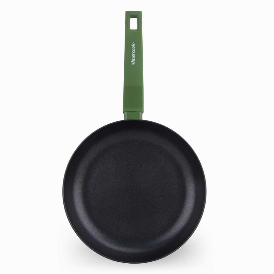 Set of 3 jungle green COLORS frying pans, suitable for all types of cookers, including induction