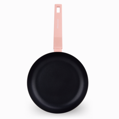Set of 2 pastel pink COLORS frying pans, suitable for all types of cookers, including induction