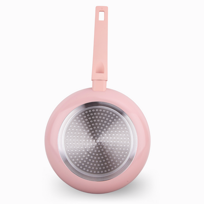 Juego de 3 sartenes COLORS rosa pastel, aptas para todo tipo de cocina incluso inducción
