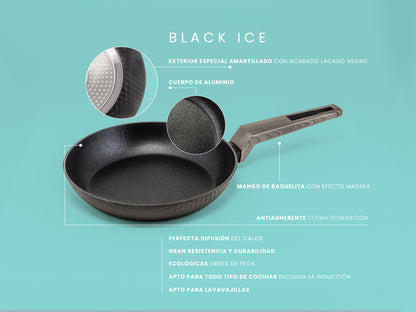 Cacerola Black Ice acabado diamante. Para todo tipo de cocinas, incluso inducción