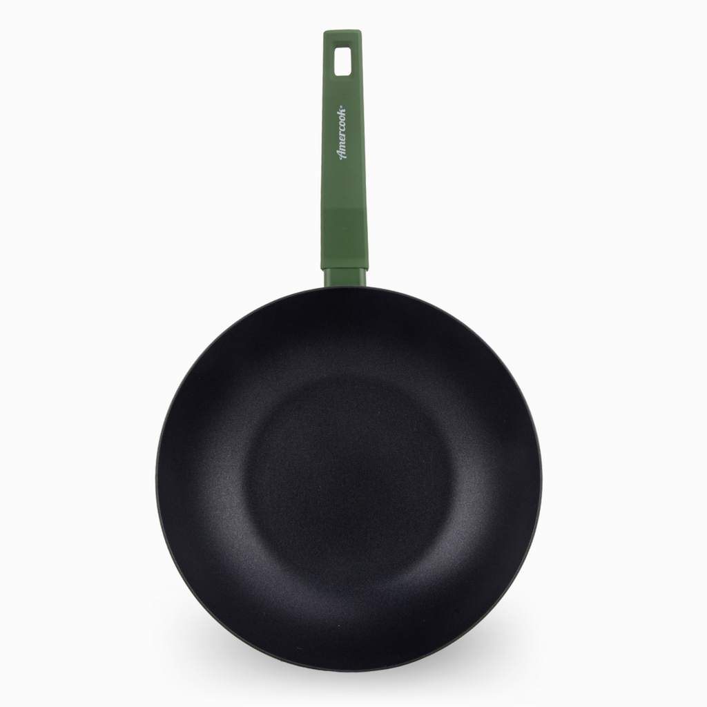 Jungle green COLORS wok + grill pack, suitable for all types of cookers, including induction 