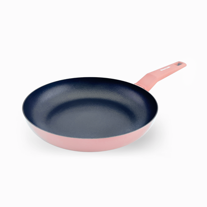 Set of 2 pastel pink COLORS frying pans, suitable for all types of cookers, including induction