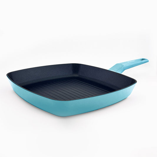 Sky blue COLORS striped grill, square frying pan suitable for all types of cookers, including induction 