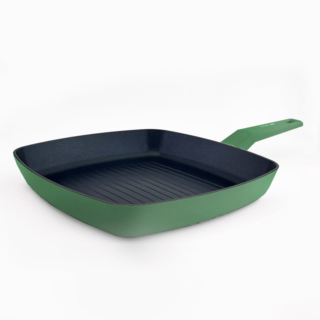 Striped grill COLORS jungle green, square frying pan suitable for all types of cookers including induction