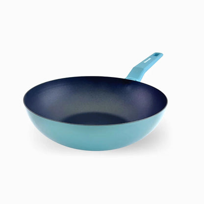 Pack de wok + grill COLORS azul cielo, aptos para todo tipo de cocina incluso inducción