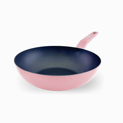 Pastel pink COLORS wok, suitable for all types of cookers including induction 