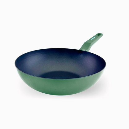 Jungle green COLORS wok + grill pack, suitable for all types of cookers, including induction 